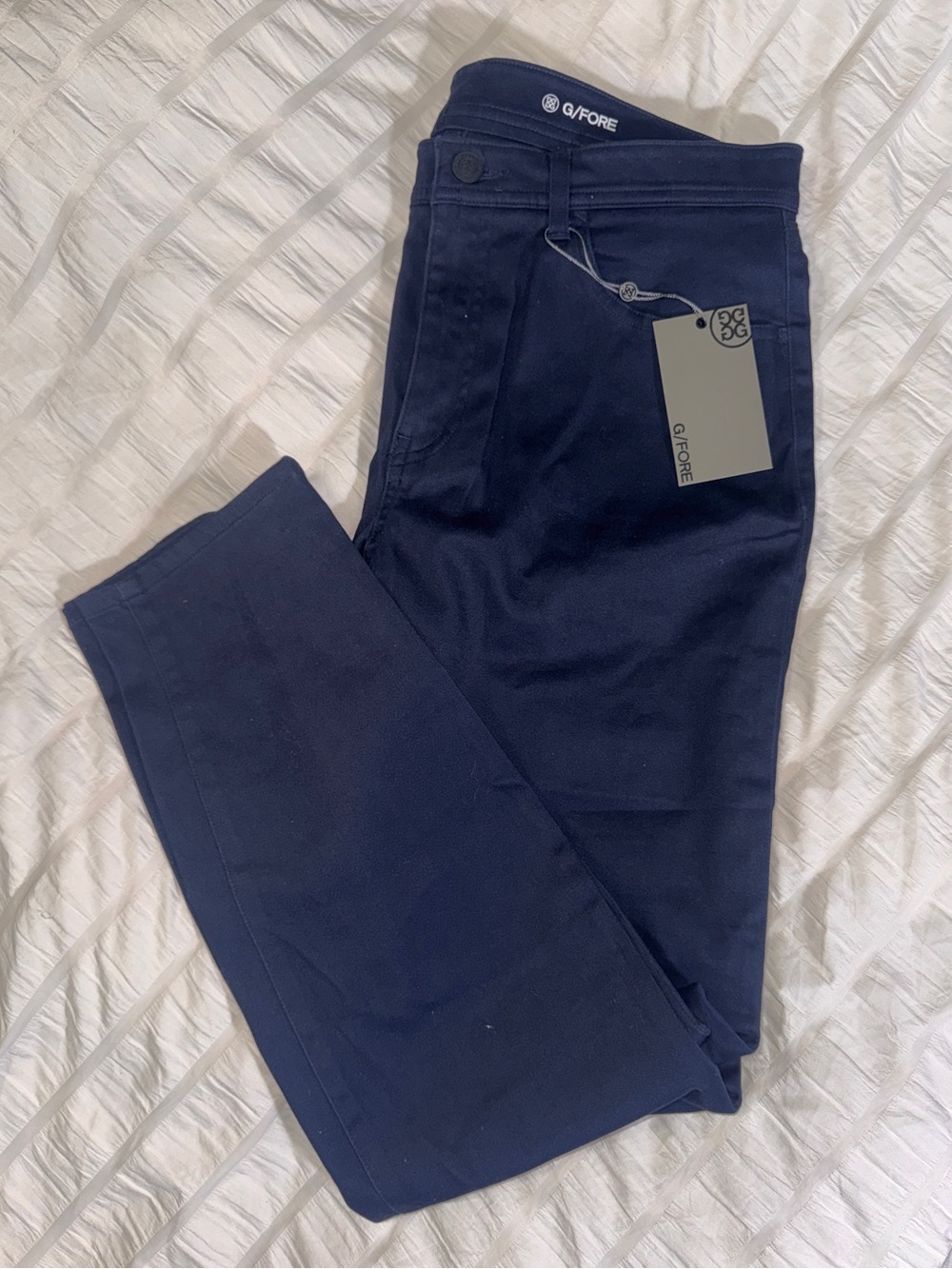 G/FORE Women's 8 Essential 5-Pocket Golf  pants blue twill cotton modalG4LS21B45